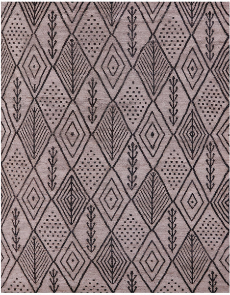 Tribal Moroccan Hand Knotted Wool On Wool Rug - 10' 2" X 13' 3" - Golden Nile