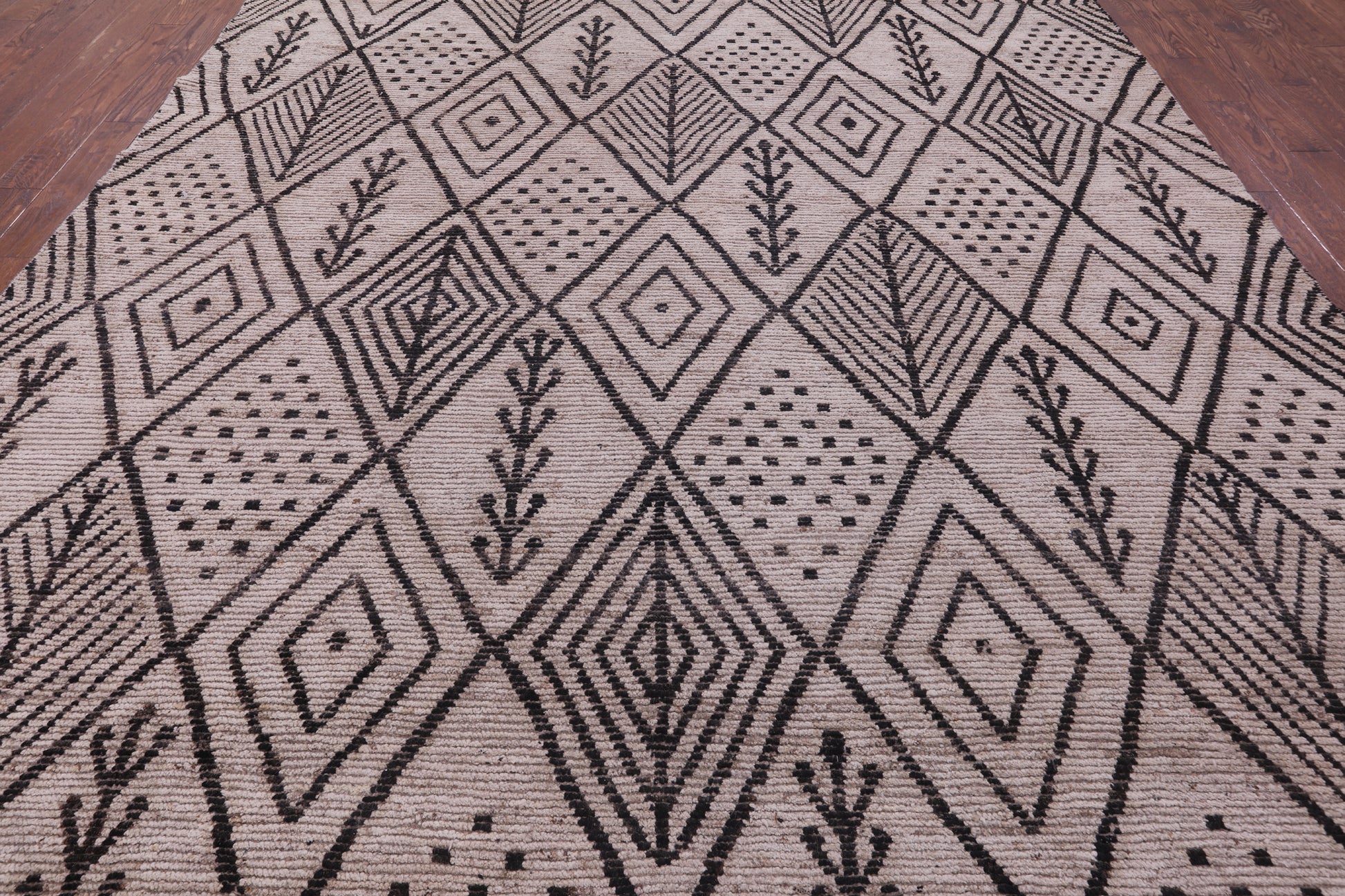 Tribal Moroccan Hand Knotted Wool On Wool Rug - 10' 2" X 13' 3" - Golden Nile