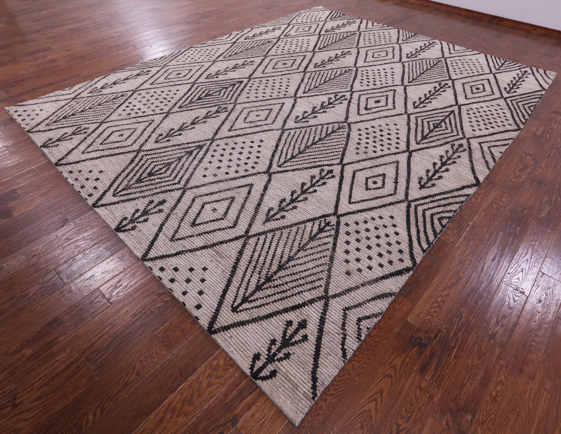 Tribal Moroccan Hand Knotted Wool On Wool Rug - 10' 2" X 13' 3" - Golden Nile