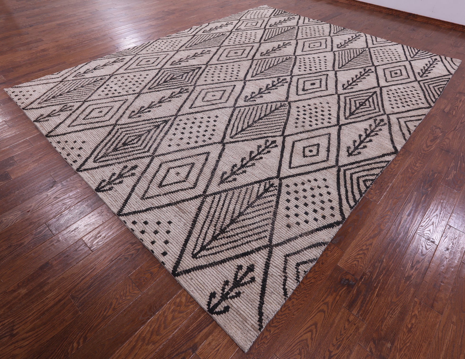 Tribal Moroccan Hand Knotted Wool On Wool Rug - 10' 2" X 13' 3" - Golden Nile
