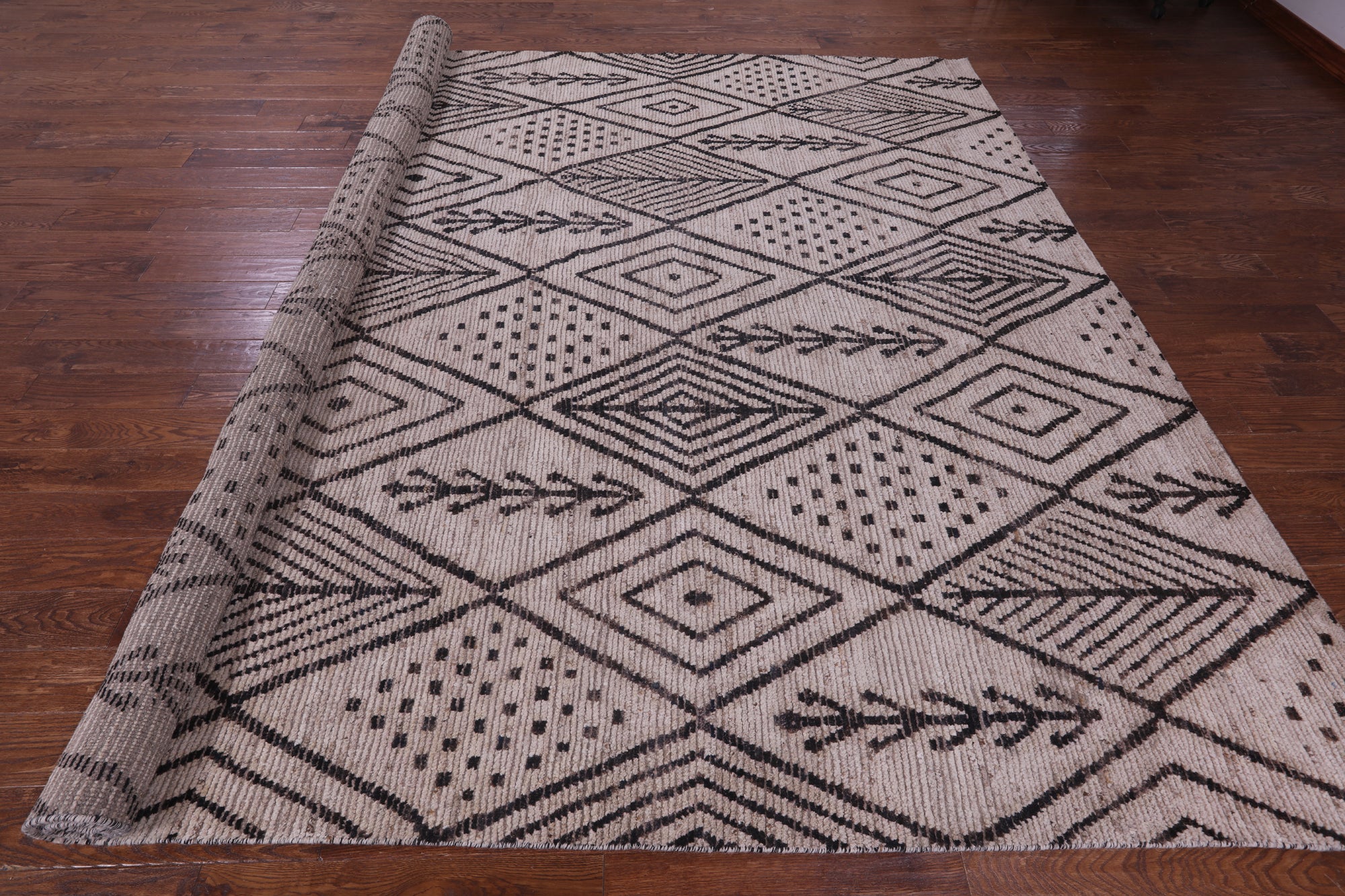 Tribal Moroccan Hand Knotted Wool On Wool Rug - 10' 2" X 13' 3" - Golden Nile