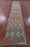 Reversible Kilim Flat Weave Wool On Wool Runner Rug - 2' 9" X 15' 11" - Golden Nile