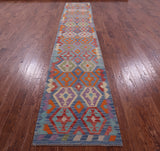 Reversible Kilim Flat Weave Wool On Wool Runner Rug - 2' 9" X 15' 7" - Golden Nile