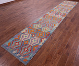 Reversible Kilim Flat Weave Wool On Wool Runner Rug - 2' 9" X 15' 7" - Golden Nile