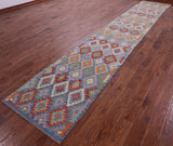 Reversible Kilim Flat Weave Wool On Wool Runner Rug - 2' 9" X 16' 1" - Golden Nile