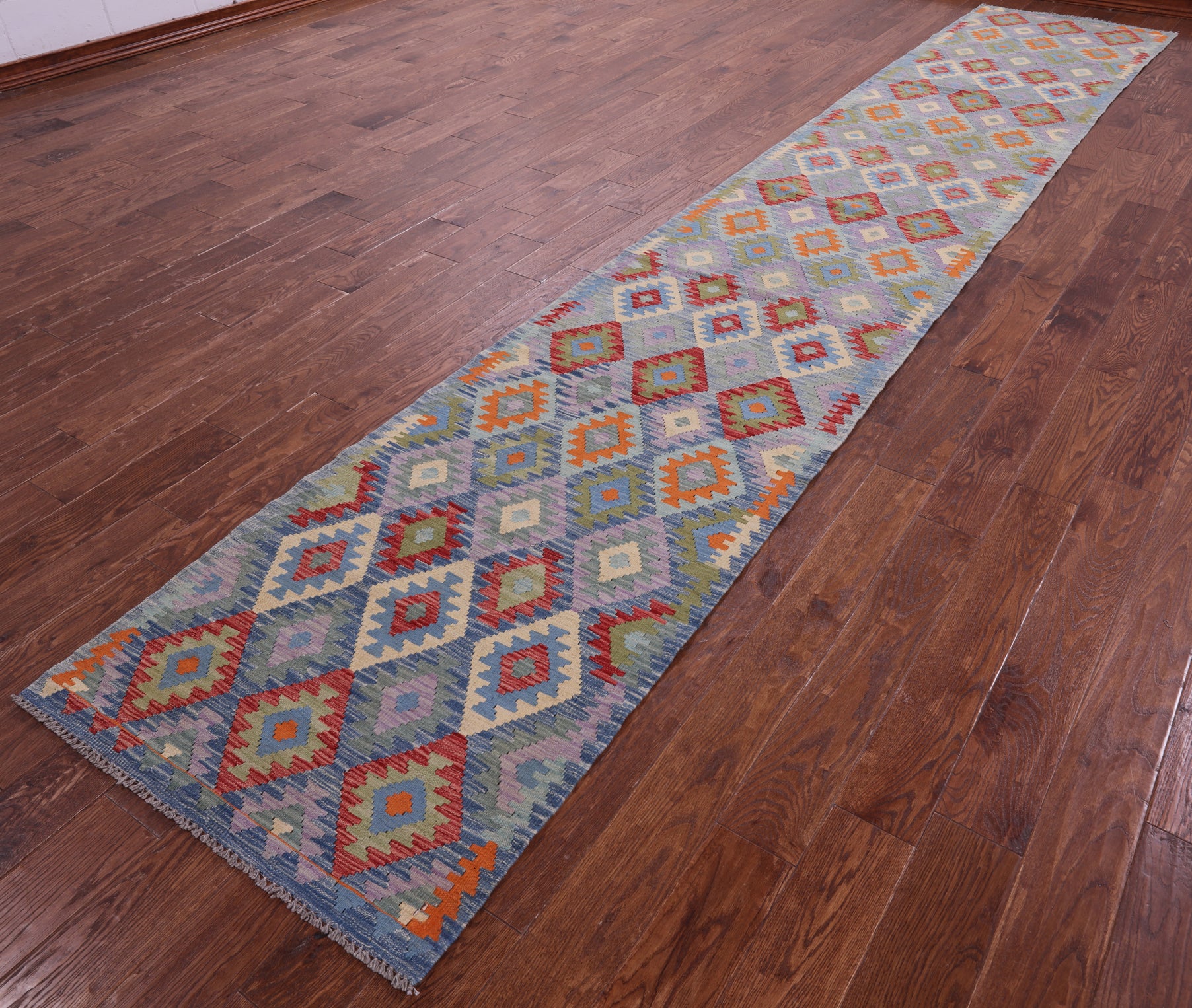 Reversible Kilim Flat Weave Wool On Wool Runner Rug - 2' 9" X 16' 1" - Golden Nile