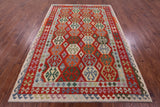Reversible Kilim Flat Weave Wool On Wool Rug - 6' 10" X 9' 6" - Golden Nile