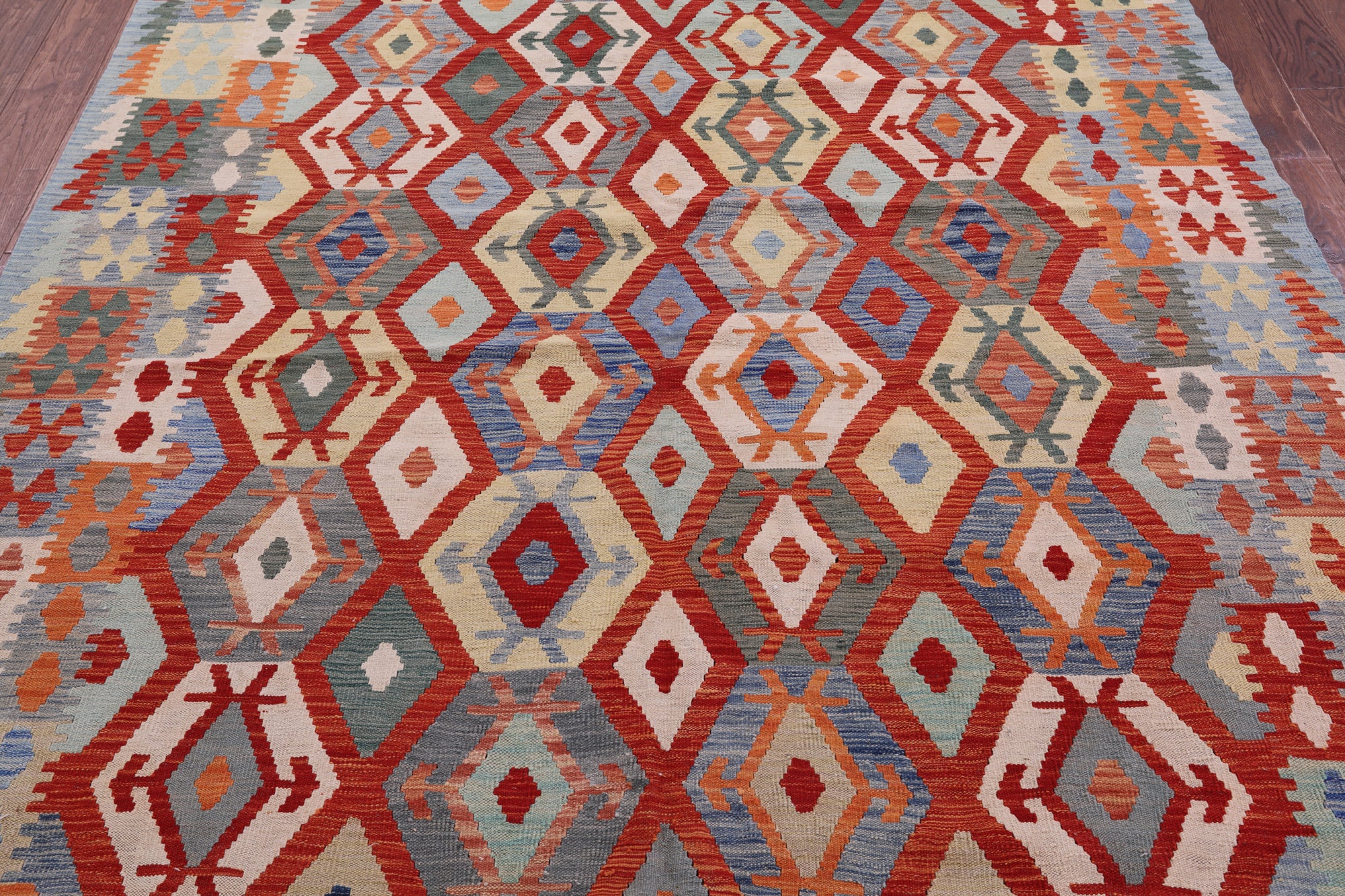 Reversible Kilim Flat Weave Wool On Wool Rug - 6' 9" X 9' 7" - Golden Nile
