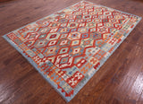 Reversible Kilim Flat Weave Wool On Wool Rug - 6' 9" X 9' 7" - Golden Nile