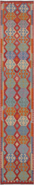 Reversible Kilim Flat Weave Wool On Wool Runner Rug - 2' 11" X 16' 1" - Golden Nile
