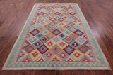 Reversible Kilim Flat Weave Wool On Wool Rug - 6' 8" X 9' 6" - Golden Nile