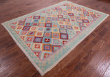 Reversible Kilim Flat Weave Wool On Wool Rug - 6' 8" X 9' 6" - Golden Nile