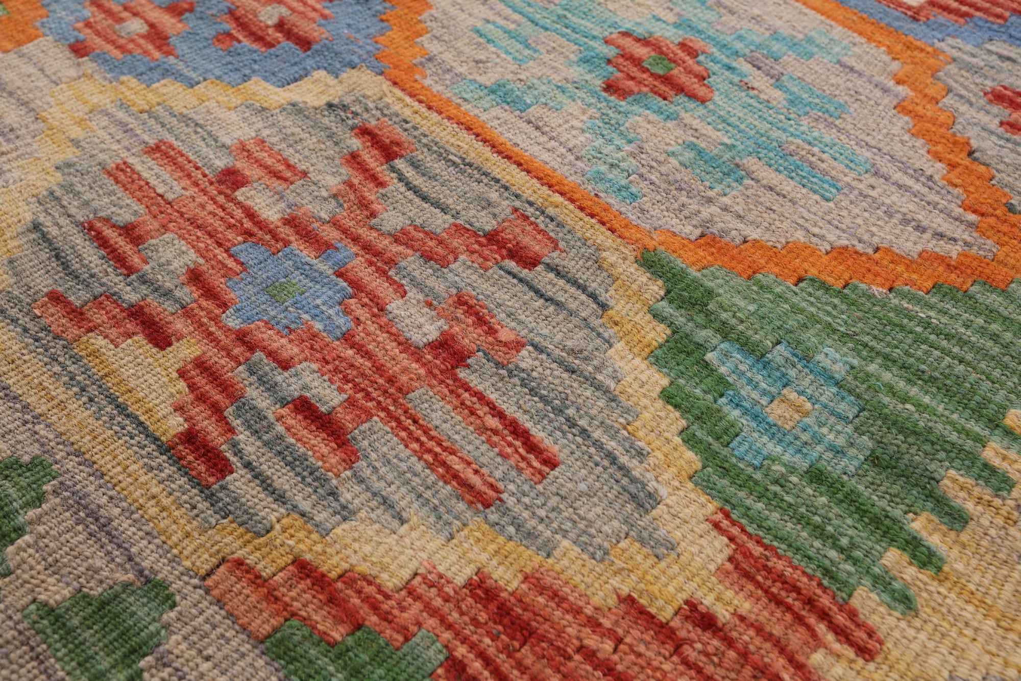 Reversible Kilim Flat Weave Wool On Wool Runner Rug - 2' 10" X 16' 1" - Golden Nile