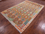 Reversible Kilim Flat Weave Wool On Wool Rug - 6' 8" X 10' 0" - Golden Nile
