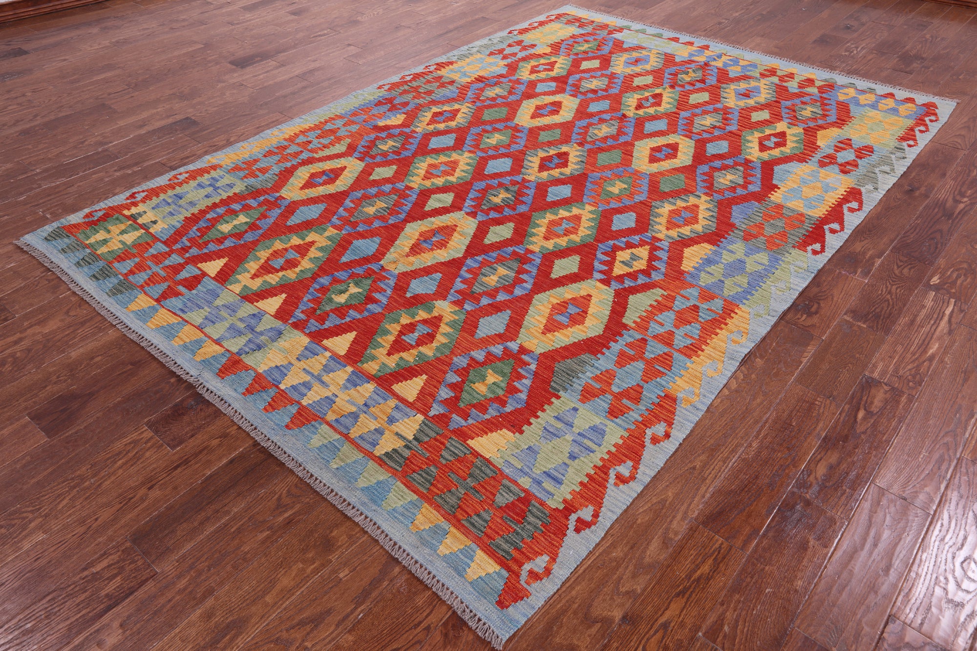 Reversible Kilim Flat Weave Wool On Wool Rug - 6' 9" X 9' 11" - Golden Nile