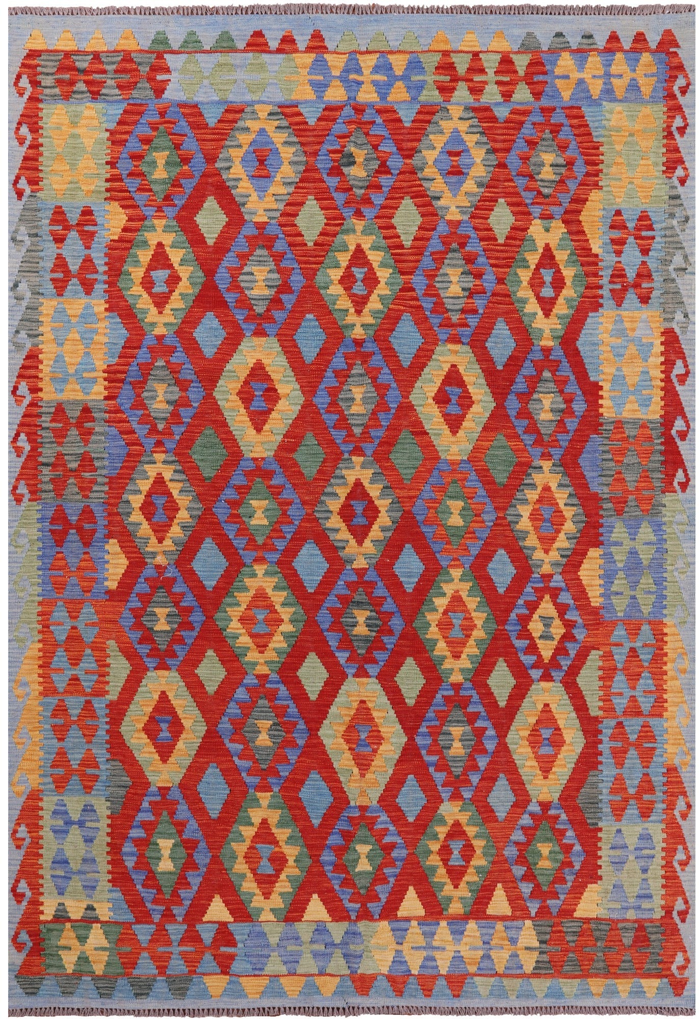 Reversible Kilim Flat Weave Wool On Wool Rug - 6' 9" X 9' 11" - Golden Nile