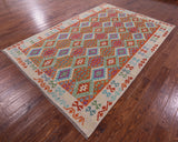 Reversible Kilim Flat Weave Wool On Wool Rug - 6' 9" X 10' 1" - Golden Nile