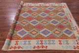 Reversible Kilim Flat Weave Wool On Wool Rug - 6' 9" X 10' 1" - Golden Nile