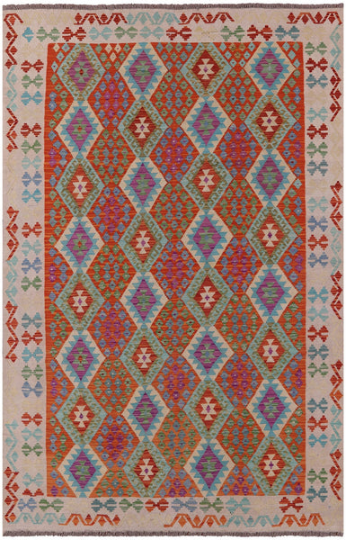 Reversible Kilim Flat Weave Wool On Wool Rug - 6' 9" X 10' 1" - Golden Nile