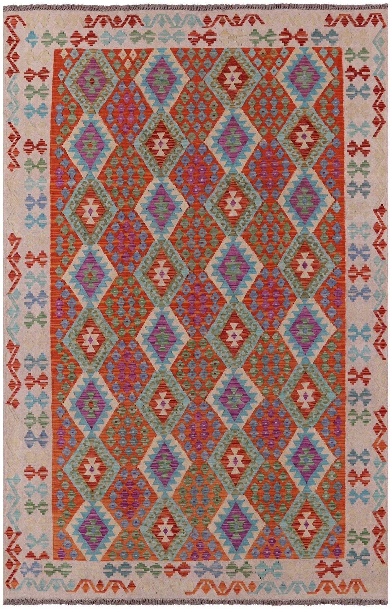Reversible Kilim Flat Weave Wool On Wool Rug - 6' 9" X 10' 1" - Golden Nile