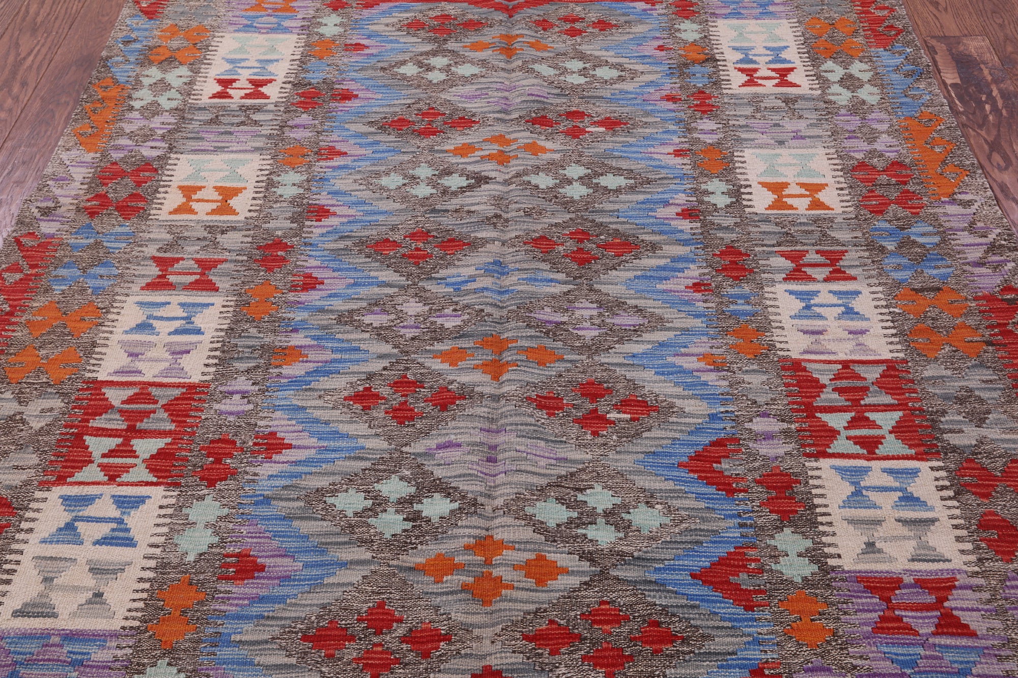 Reversible Kilim Flat Weave Wool On Wool Rug - 5' 7" X 7' 7" - Golden Nile