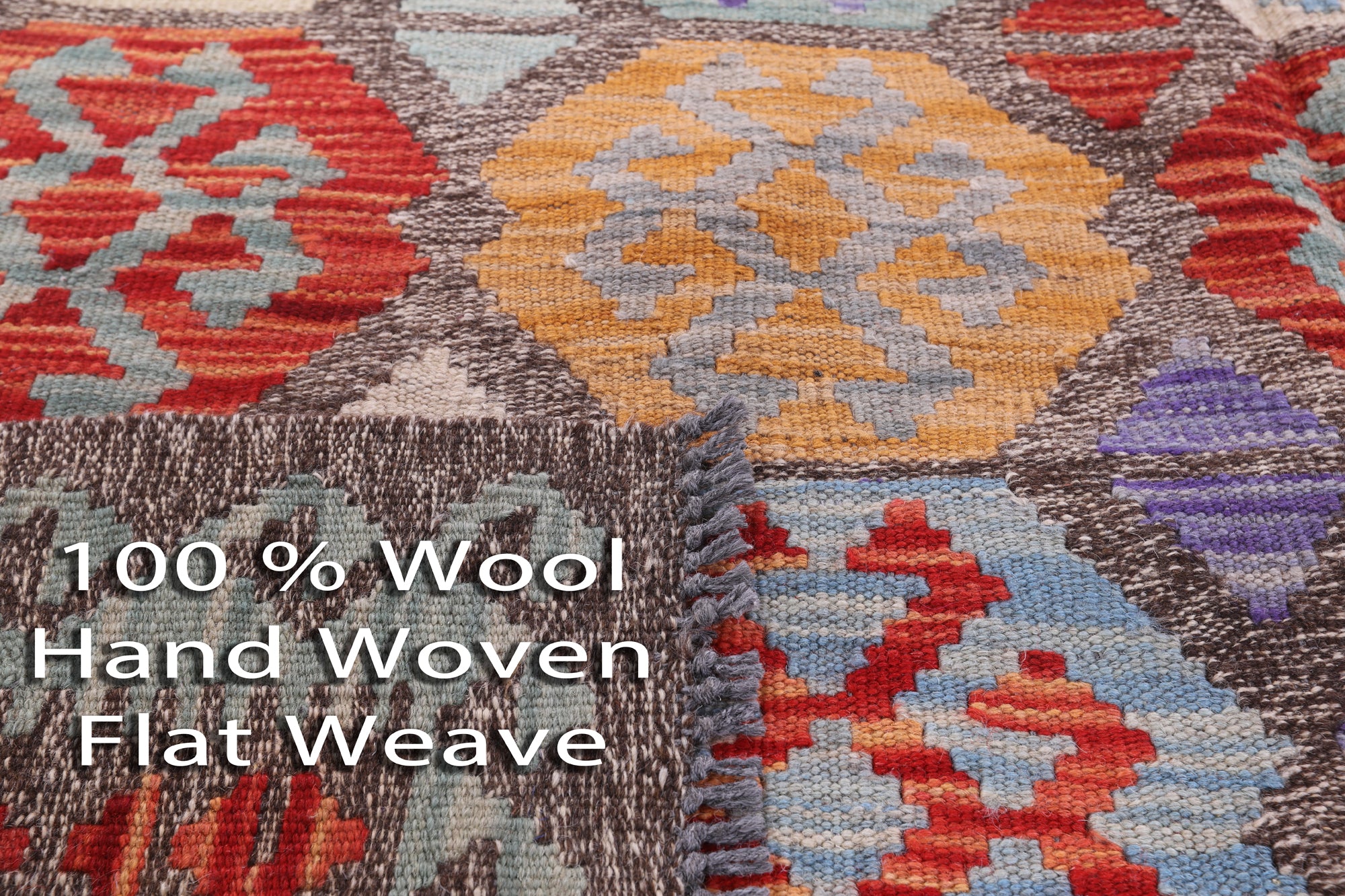 Reversible Kilim Flat Weave Wool On Wool Rug - 4' 11" X 8' 3" - Golden Nile