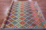 Reversible Kilim Flat Weave Wool On Wool Rug - 6' 0" X 7' 11" - Golden Nile