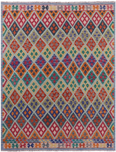 Reversible Kilim Flat Weave Wool On Wool Rug - 6' 0" X 7' 11" - Golden Nile