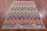 Reversible Kilim Flat Weave Wool On Wool Rug - 6' 0" X 7' 11" - Golden Nile