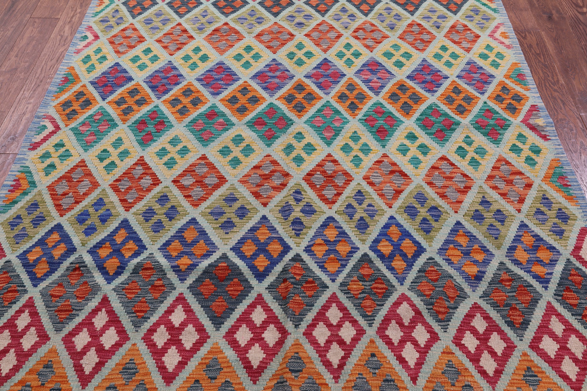 Reversible Kilim Flat Weave Wool On Wool Rug - 6' 0" X 7' 11" - Golden Nile