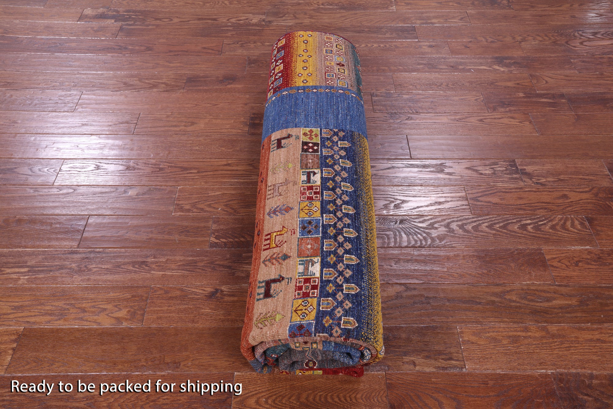 Tribal Persian Gabbeh Handmade Wool Rug - 8' 2" X 9' 7" - Golden Nile