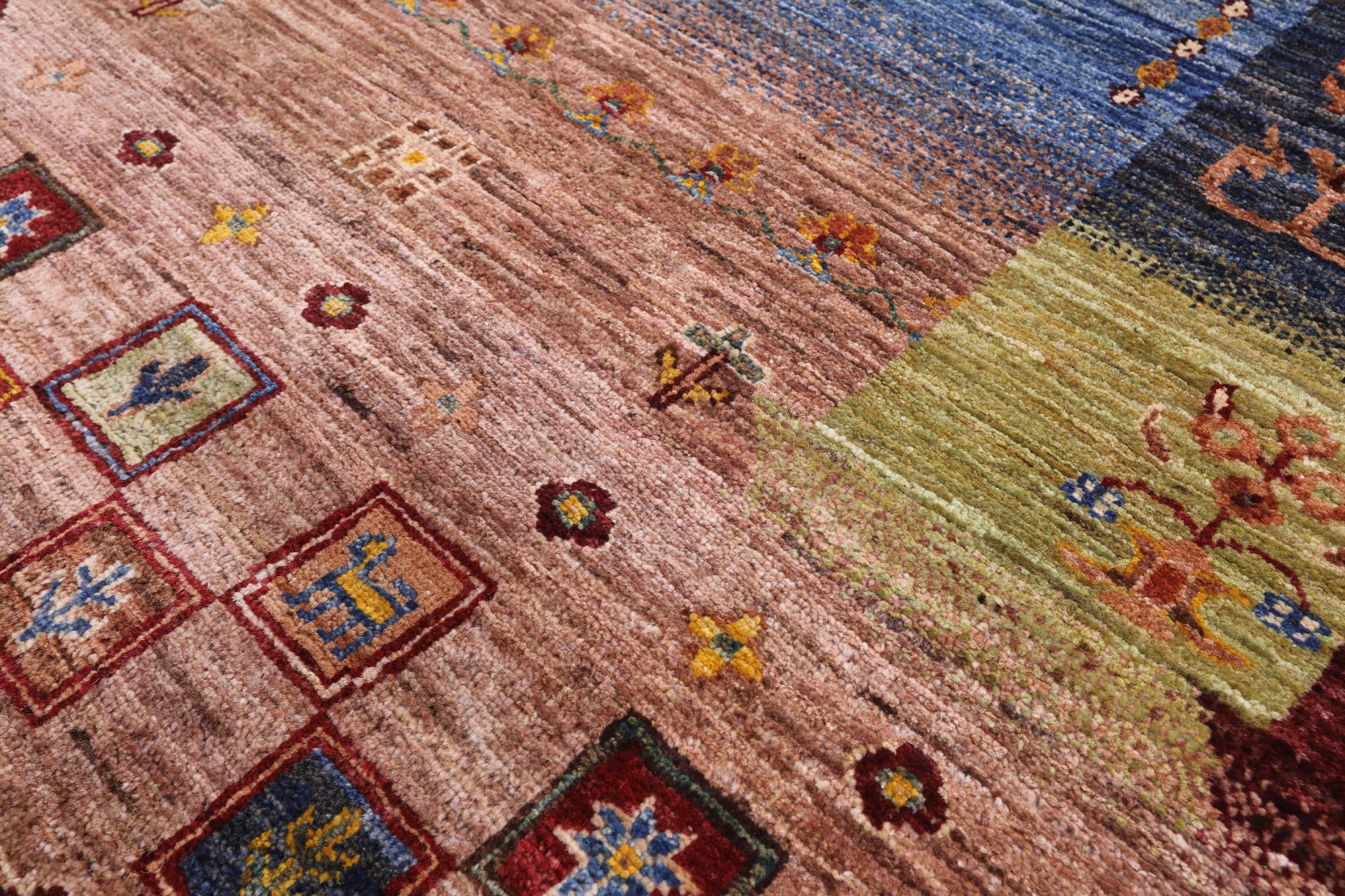 Tribal Persian Gabbeh Handmade Wool Rug - 8' 2" X 9' 7" - Golden Nile