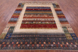 Tribal Persian Gabbeh Hand Knotted Wool Rug - 8' 0" X 9' 9" - Golden Nile