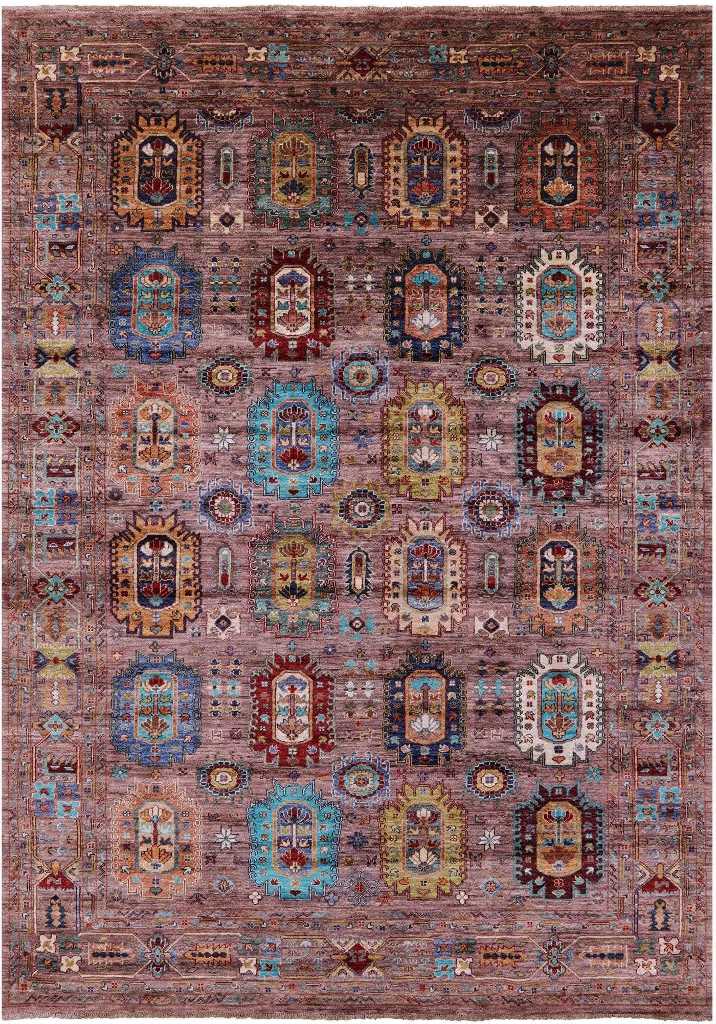 Turkmen Ersari Hand Knotted Wool Rug - 6' 11" X 10' 0" - Golden Nile