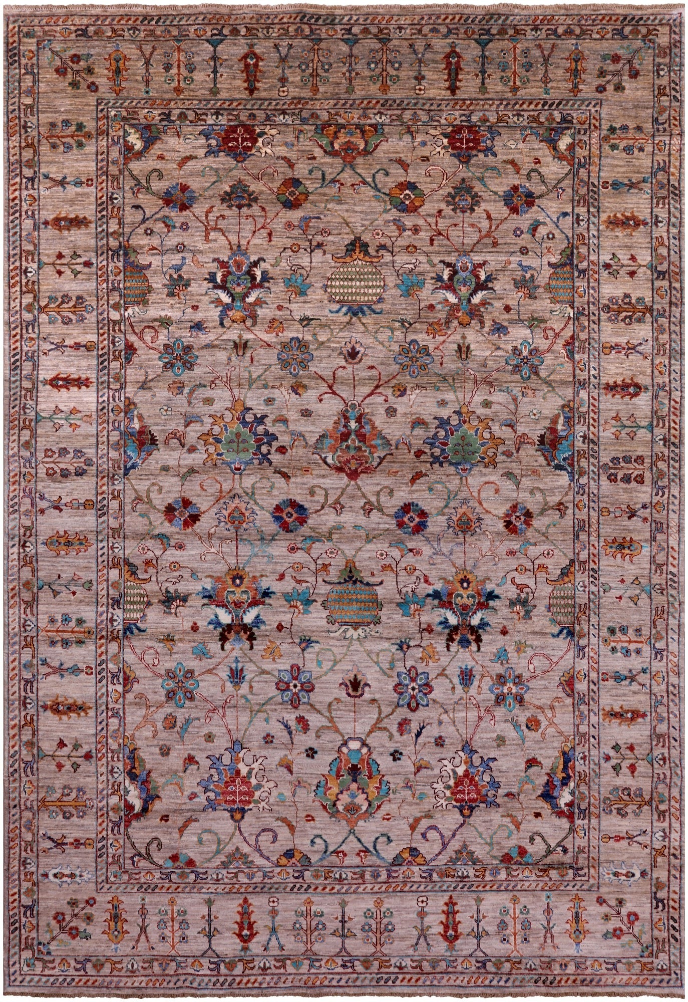 Peshawar Hand Knotted Wool Rug - 6' 10" X 10' 2" - Golden Nile