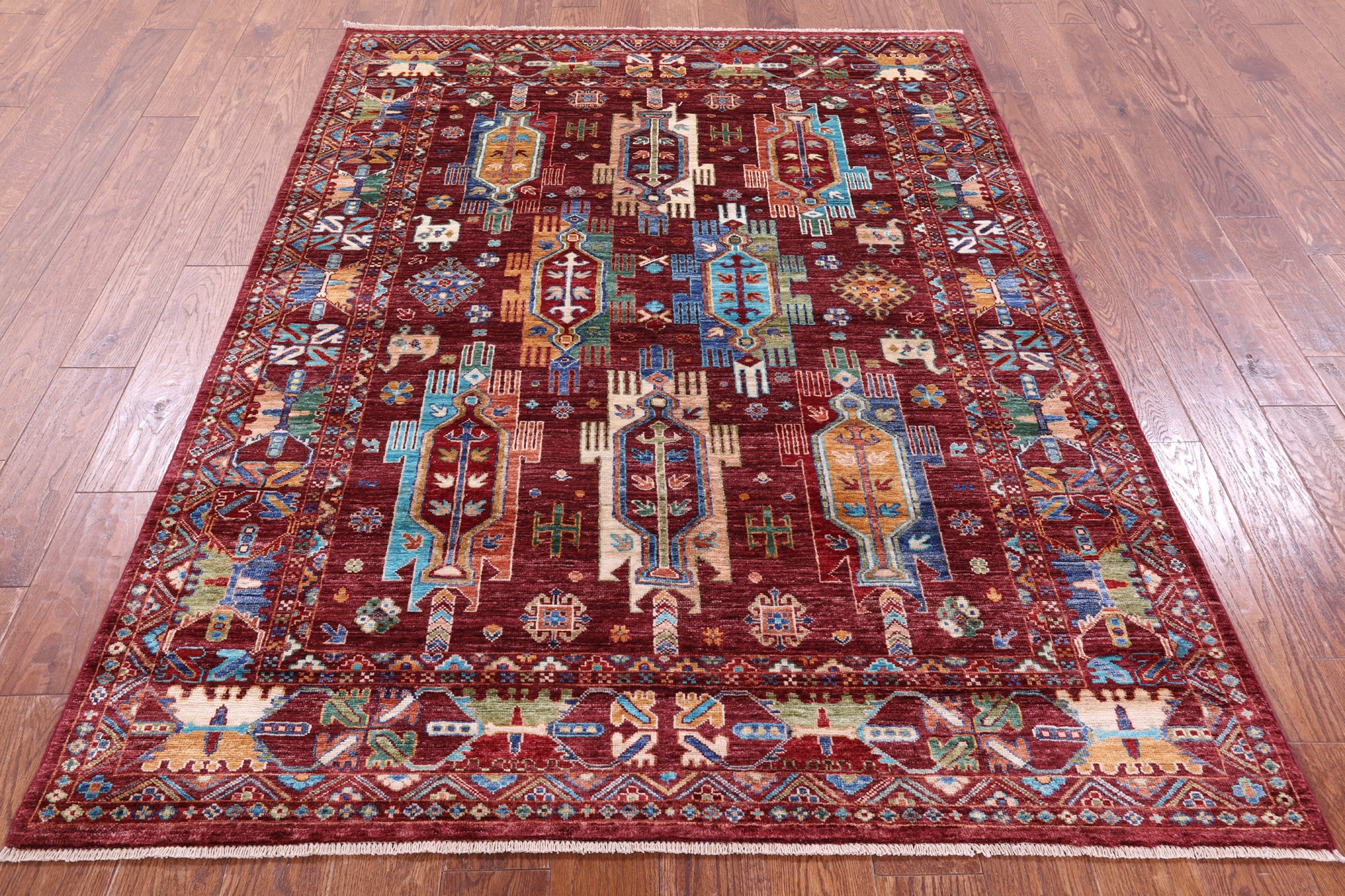 Persian Fine Serapi Hand Knotted Wool Rug - 5' 1" X 6' 10" - Golden Nile