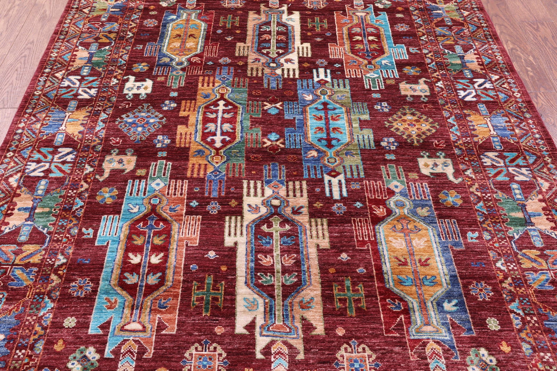 Persian Fine Serapi Hand Knotted Wool Rug - 5' 1" X 6' 10" - Golden Nile
