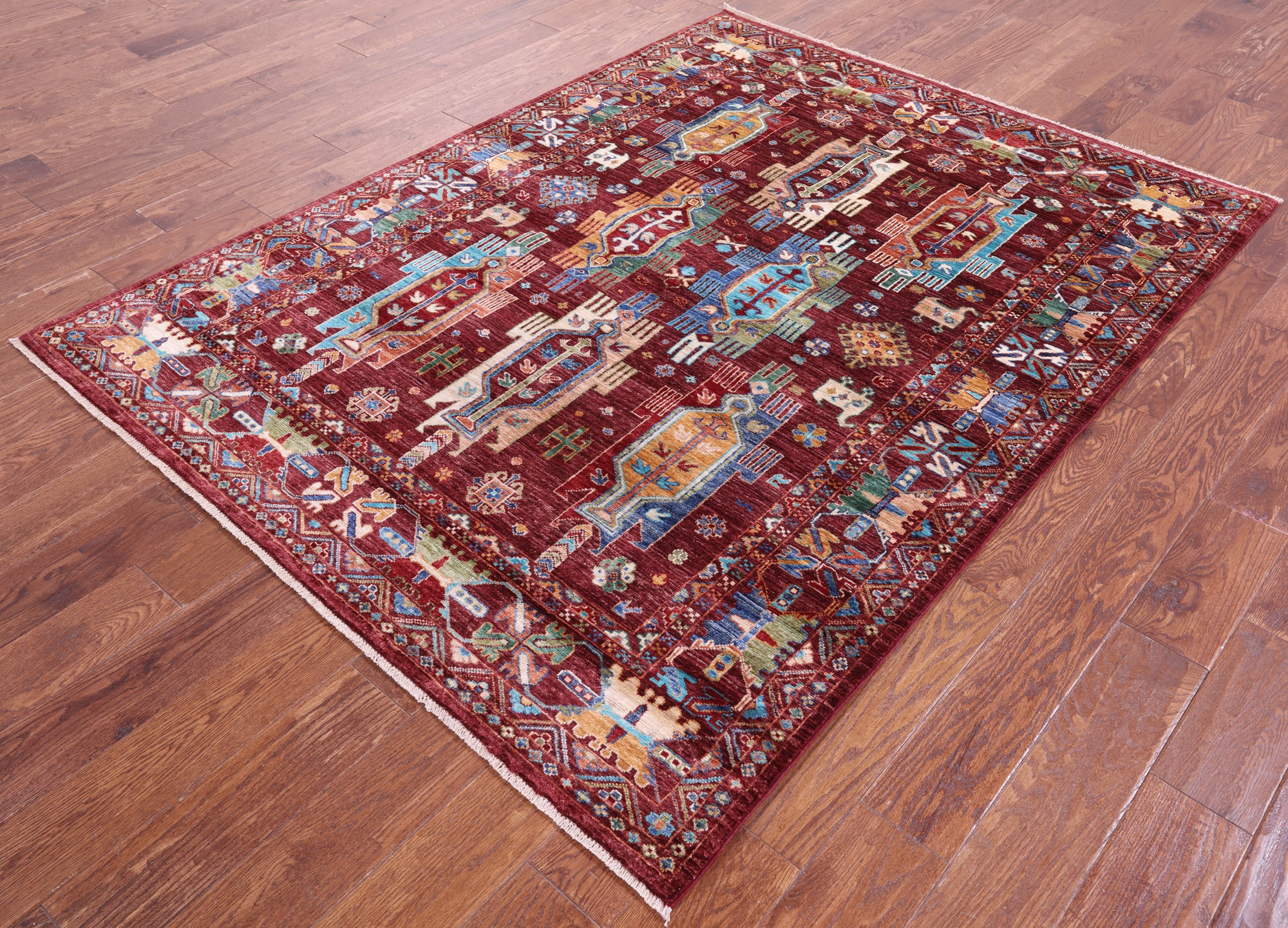 Persian Fine Serapi Hand Knotted Wool Rug - 5' 1" X 6' 10" - Golden Nile