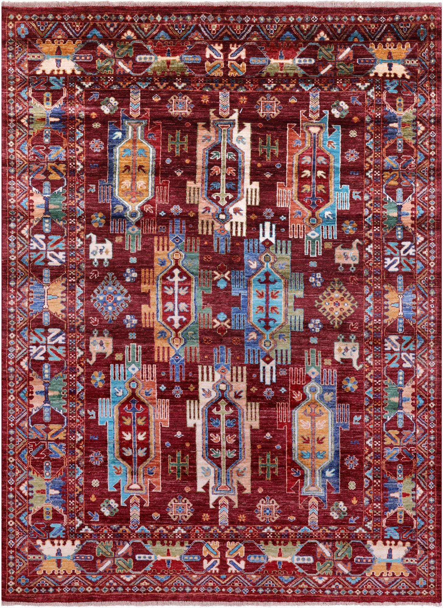 Persian Fine Serapi Hand Knotted Wool Rug - 5' 1" X 6' 10" - Golden Nile