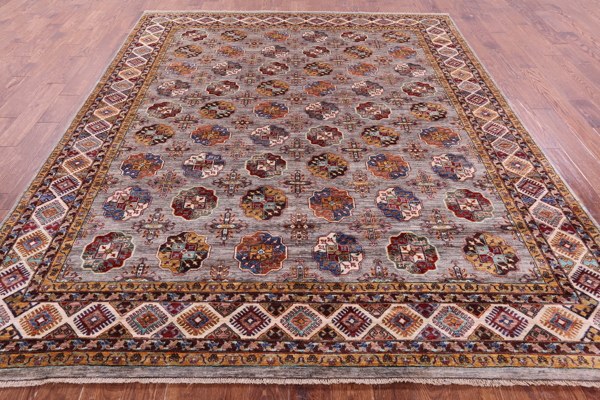 Turkmen Ersari Hand Knotted Wool Rug - 8' 3" X 9' 9" - Golden Nile