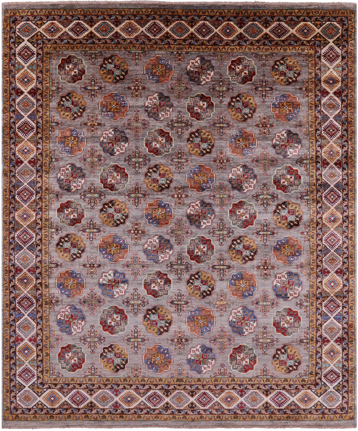 Turkmen Ersari Hand Knotted Wool Rug - 8' 3" X 9' 9" - Golden Nile
