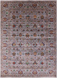 Grey Peshawar Hand Knotted Wool Rug - 8' 11" X 11' 11" - Golden Nile