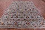 Grey Peshawar Hand Knotted Wool Rug - 8' 11" X 11' 11" - Golden Nile
