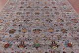 Grey Peshawar Hand Knotted Wool Rug - 8' 11" X 11' 11" - Golden Nile