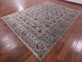 Grey Peshawar Hand Knotted Wool Rug - 8' 11" X 11' 11" - Golden Nile