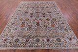 Grey Peshawar Hand Knotted Wool Rug - 8' 0" X 9' 10" - Golden Nile