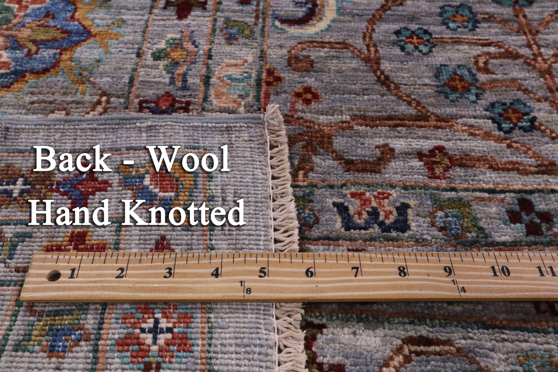 Grey Peshawar Hand Knotted Wool Rug - 8' 0" X 9' 10" - Golden Nile