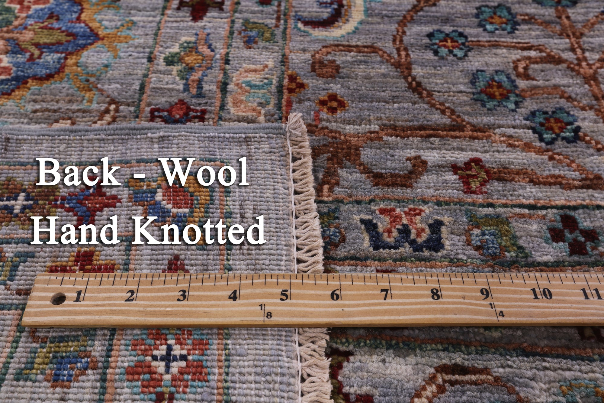 Grey Peshawar Hand Knotted Wool Rug - 8' 0" X 9' 10" - Golden Nile