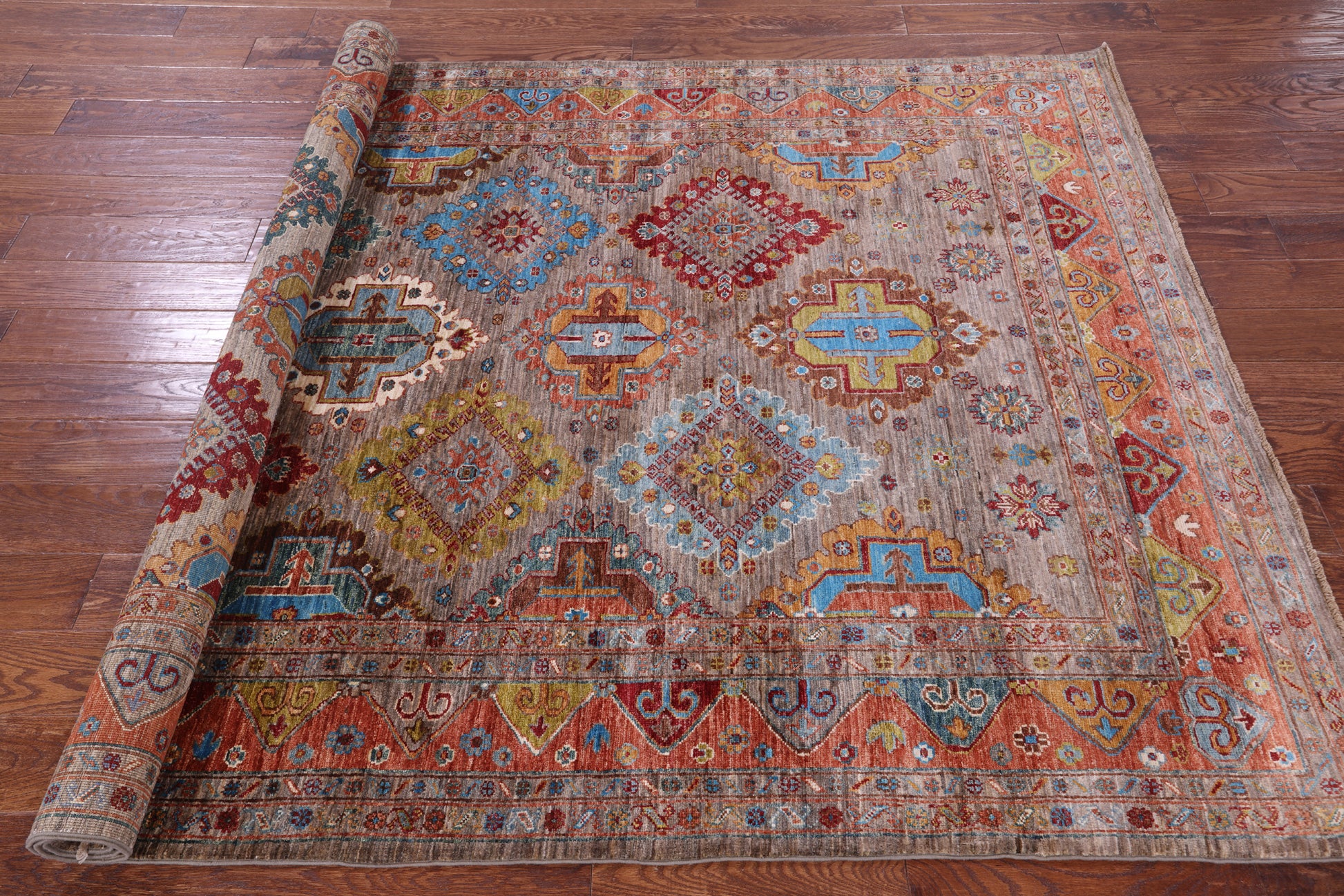Super Kazak Hand Knotted Wool Rug - 5' 8" X 8' 2" - Golden Nile
