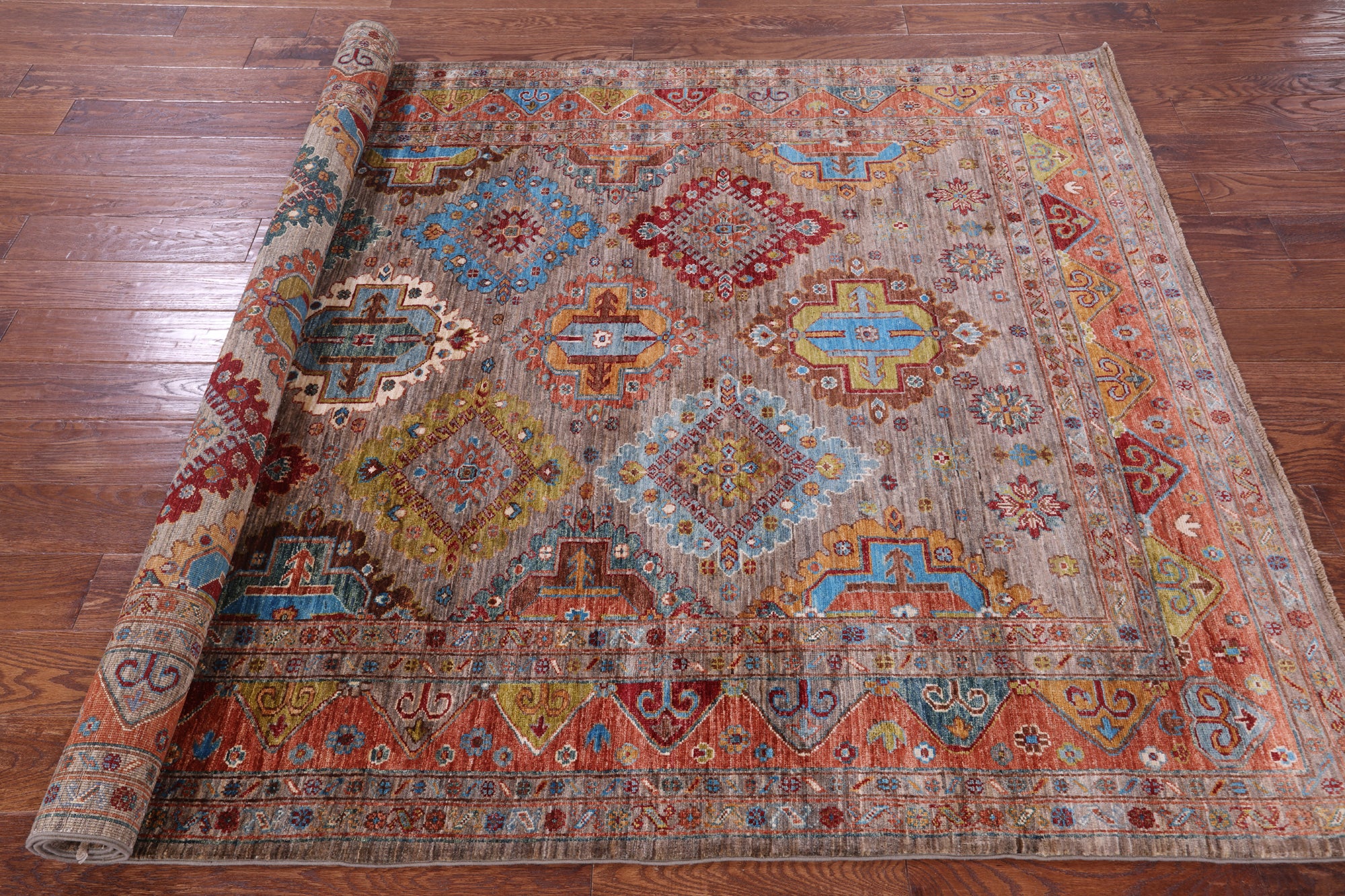 Super Kazak Hand Knotted Wool Rug - 5' 8" X 8' 2" - Golden Nile